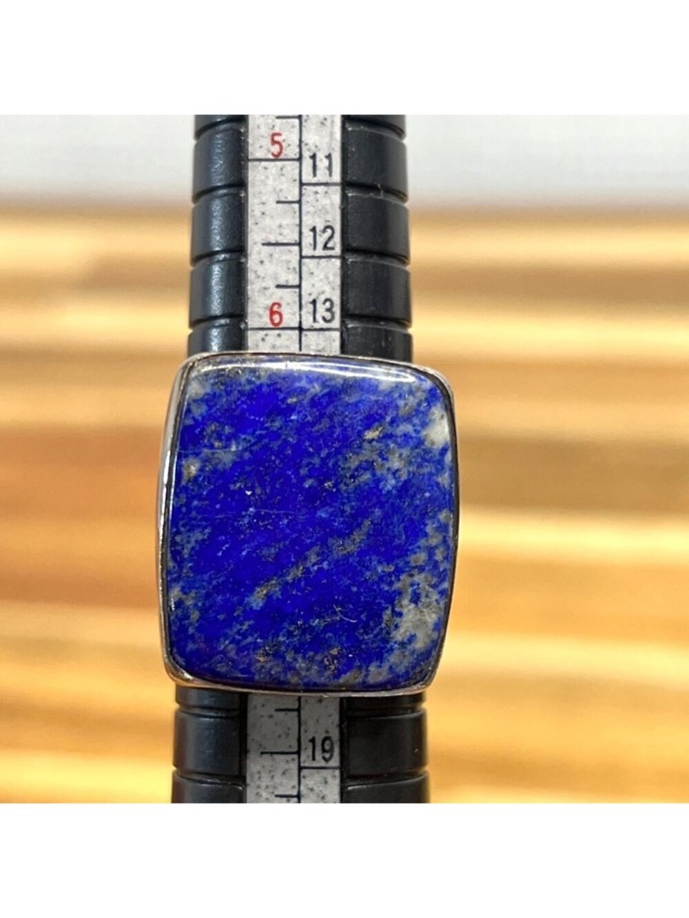 Artisan inspired handcrafted Lapis Lazuli .925 sterling silver ring, size 7
